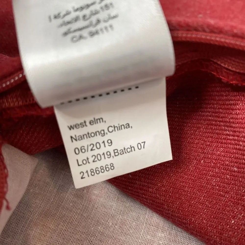 Set of 2 West Elm Red Pillow Covers Organic Cotton 12x21